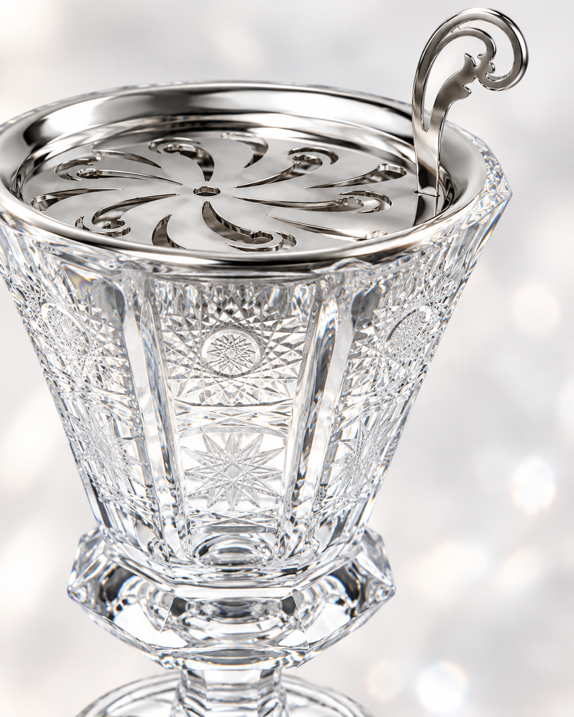 Belvedere Crystal Incense Goblet, Short, Close-up